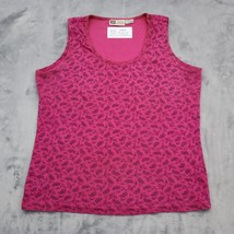 Faded Glory Shirt Womens M Pink Cotton Stretch Paisley Print Sleeveless Tank Top - £17.81 GBP