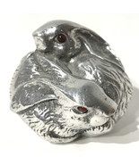 Arthur Court Aluminum Bunnies Paperweight Figurine Bunny Rabbits Red Eye... - €36,54 EUR