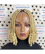 Short Curly Box Braids Braided Lace Closure Wig For Black Women Color 613 - $158.95