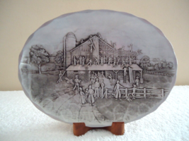Vtg Wendell August Forge Oval Barn Raising Dish On Wooden Stand &quot; BEAUTIFUL ITEM - £22.79 GBP