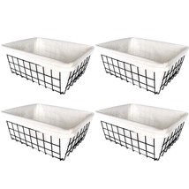 Wire Storage Baskets, 4 Pack Metal Household Organizer With 4 Pcs Fabric Liners, - $40.99