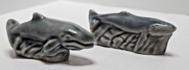 TWO Wade Ceramics Whimsey 1980 HUMPBACK GREY WHALE Sealife Endangered Se... - £8.84 GBP