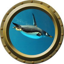 Underwater Penguin - Porthole Wall Decal - $14.00
