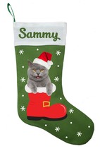 Chartreux Cat Christmas Stocking, Personalized Chartreux Stocking - $38.00