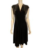 Lizzatti Dark Brown Velour V Neck Sleeveless A Line Dress Size 10 - $47.89 CAD Lizzatti Dark Brown Velour V Neck Sleeveless A Line Dress Size 10 - $47.89 CAD