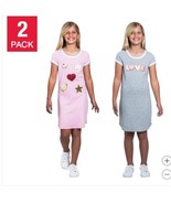 Paper Doll Girls Boys T-Shirt Dress Pink Gray 2-Pack Short Sleeves Love ... - $51.32 CAD