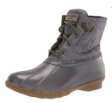 NEW SPERRY Woman’s Saltwater Rain/Snow Boots, Nylon Quilt Gray (Size 9.5) - £55.43 GBP