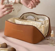 Large Travel Cosmetic Bag Women Leather Makeup Organizer Female Kit Case... - £23.05 GBP