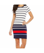 Michael Kors Patriotic Striped Ribbed Short Sleeve T-Shirt Dress Size L NWT - $87.21 CAD
