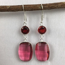 925 Sterling Silver Oval  Pink Ruby Gemstone Earrings BES-1173 Women Fest Gift - £16.90 GBP