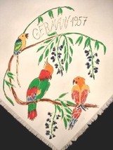 Vintage Scarf Hand Painted Parrots Birds Souvenir Of Germany 1957 NIP - $442.88 MXN