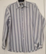 Stetson Men Shirt Casual Button Up L Blue &amp; White Stripes Western Dress ... - $19.79
