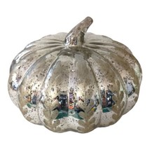 Pottery Barn Mercury Glass Pumpkin Cinderella Etched Autumn Fall Halloween Large - £79.37 GBP