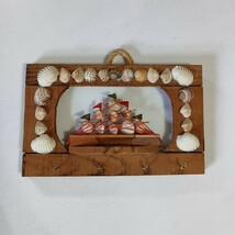 Key Holder Souvenir Wall Hanging Nautical Shells Ship Boat Rustic Folk Art - $24.75