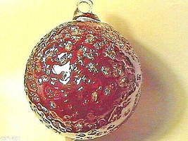Hanging Glass Ball 4&quot; Diameter Ruby Red Crackle (1) HB6-1 - £14.24 GBP