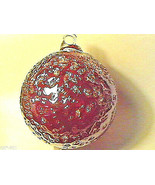Hanging Glass Ball 4&quot; Diameter Ruby Red Crackle (1) HB6-1 - $15.15