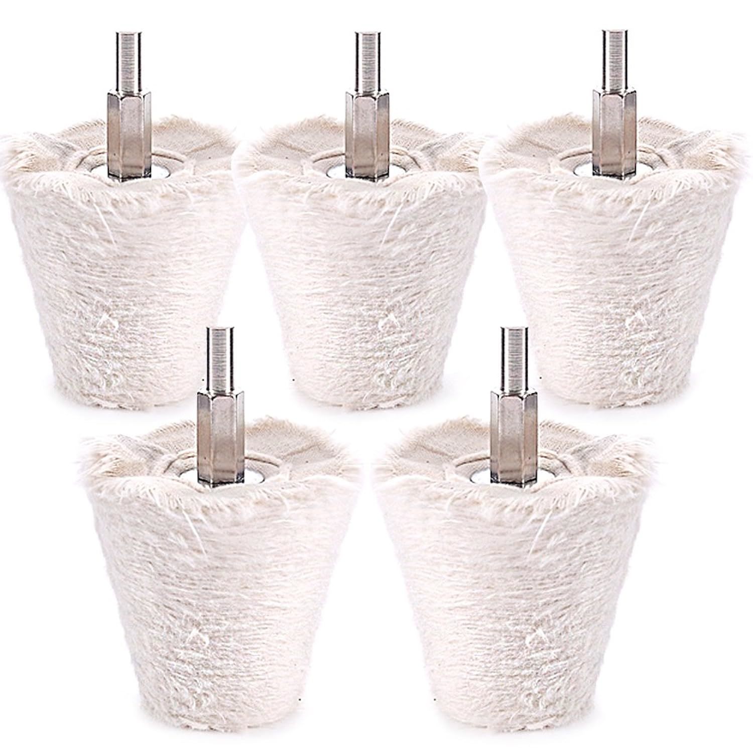Primary image for 5 Pcs Cone-Shaped White Flannelette Polishing Wheel Grinding Head With 1/4"Handl