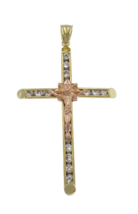 Crucifix Pendant Jesus Christ Cross 10k Yellow Rose Gold Charm 2.6&quot; - £324.45 GBP