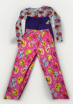 Girls 3pc All Over Print Shopkins Pajama Set Size Medium 7/8 1 Shirt &amp; 2... - £7.63 GBP