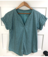 Nice LL Bean S Light Teal/Brown  Streamside Geometric Print Stretchy Tee... - $516.49 MXN