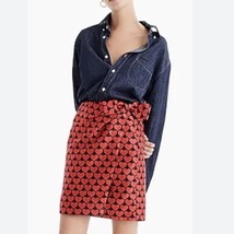 J. CREW Wrap front skirt in jacquard hearts-ELECTRIC RED/BLACK Size 10 - $43.54