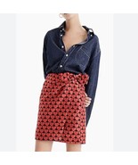 J. CREW Wrap front skirt in jacquard hearts-ELECTRIC RED/BLACK Size 10 - £34.67 GBP