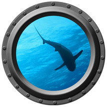 Menacing Shadow Shark - Porthole Wall Decal - £11.02 GBP