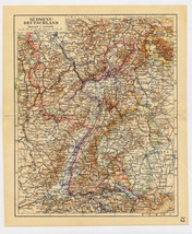 1939 Vintage Map Of Baden Württemberg Hesse Alsace Lorraine Germany France - £14.08 GBP