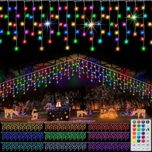 Pooqla RGB Icicle Lights Outdoor Decoration, Color Changing LED String Lights wi - £39.94 GBP+