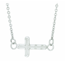 Sterling Silver Cross Sideways Necklace &amp; Chain - £72.15 GBP
