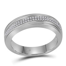 10kt White Gold Mens Round Diamond Double Row Wedding Band Ring 1/5 Cttw - £446.83 GBP