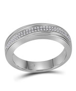 10kt White Gold Mens Round Diamond Double Row Wedding Band Ring 1/5 Cttw - £448.02 GBP