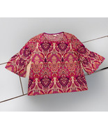 CHICOS Rose Top 3/4 Bell Sleeve Blouse Size 2 LARGE - £13.32 GBP