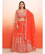 Orange Lehenga Choli with Heavy Work dupatta for festive season wear,hea... - $67.00