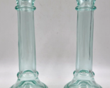 Pair of Sea Green Glass Candlestick Holders 7 3/4&quot; Candle Holder from 19... - £19.48 GBP