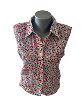 Women&#39;s Floral Button-Up Sleeveless Lightweight Blouse SunBay Cottons Large Y2K - £9.49 GBP