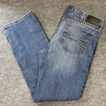 ARIAT M7 Jeans Mens 38x32 Blue Denim Pine Wash Straight 3D Grafton Slim Fit - $48.97