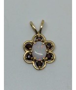 Vintage Solid 14k Opal Garnet MC Pendant - £149.49 GBP