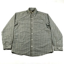 Eddie Bauer Knöpfe Hemd Herren M Grün Weiß Kariert Nylon Mischung Außen - $14.84