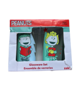 New Peanuts Glassware Set by Zak 2 x 16oz Christmas Glass Holidays - $17.81