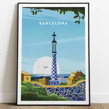 Barcelona Poster | Spain Print, Gaudi&#39;s Park Güell Wall Art &amp; Birthday Gift Idea - £20.65 GBP+