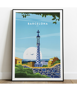 Barcelona Poster | Spain Print, Gaudi&#39;s Park Güell Wall Art &amp; Birthday G... - £20.50 GBP+