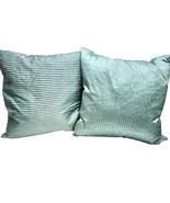 Set Of 2 Decorative Square Throw Pillow Down Hidden Zipper Aqua Blue 18x18 - $14.85