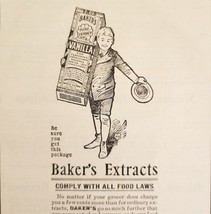 Baker&#39;s Extracts Vanilla Baking 1910 Advertisement Springfield Mass ADBN... - $29.99