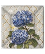 IHR Square Dinner Paper Plates, 10 Sq Plates , 10” Blue Heirloom Flower New - $16.17 CAD