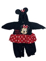 Baby Minnie Mouse Outfit 12M Vintage One Piece Romper Hood Ears Sweatshirt Knit - £29.75 GBP