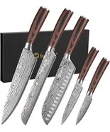 5-Piece Chef Knife Set, Sharp High Carbon Stainless Steel w/ Wood Handles - $1,664.37 MXN