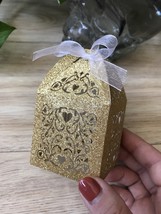 100pcs Glitter Gold Wedding Gift Boxes,Chocolate Boxes,wedding favor boxes - £37.92 GBP