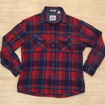 Vintage Saugatuck Dry Goods Red Plaid Acrylic Flannel Shirt Men Large - £34.61 GBP
