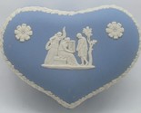 Vintage Wedgwood Jasperware White on Dusty Blue Heart Trinket Box - $19.80